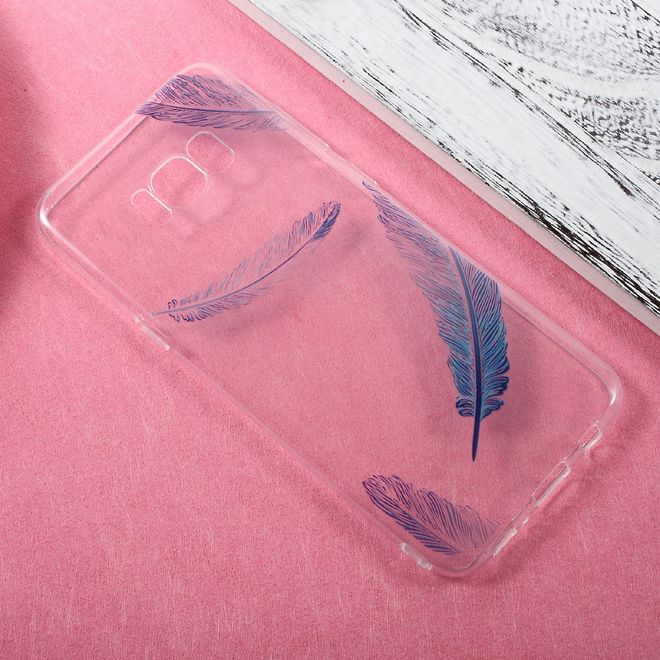 Samsung Galaxy S8 Plus Case - TPU Softcase - blaue Federn