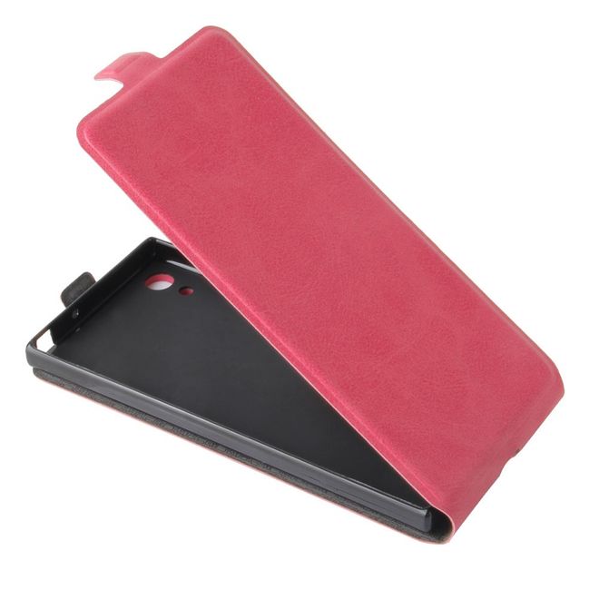 Handyhülle für Sony Xperia XA1 - Crazy Horse Leder Flip Case - vertikal - rosa
