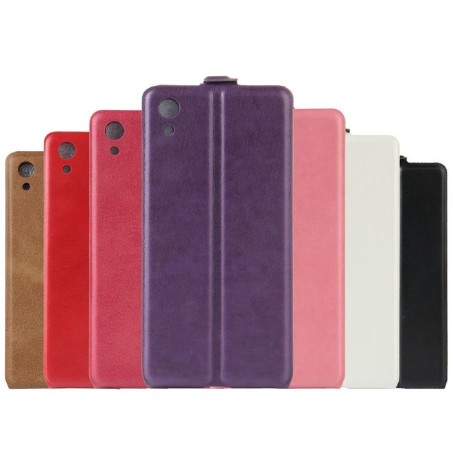 Handyhülle für Sony Xperia XA1 - Crazy Horse Leder Flip Case - vertikal - rosa