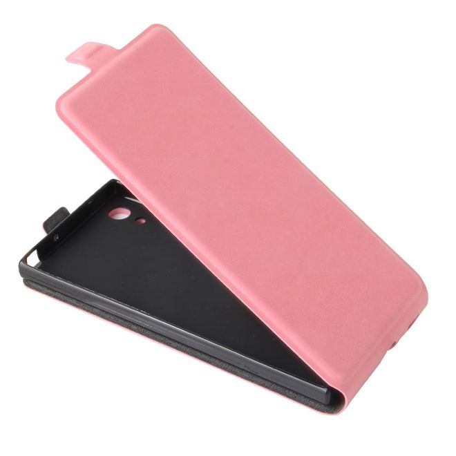 Handyhülle für Sony Xperia XA1 - Crazy Horse Leder Flip Case - vertikal - pink