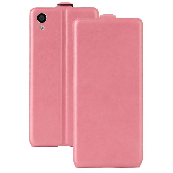 Handyhülle für Sony Xperia XA1 - Crazy Horse Leder Flip Case - vertikal - pink