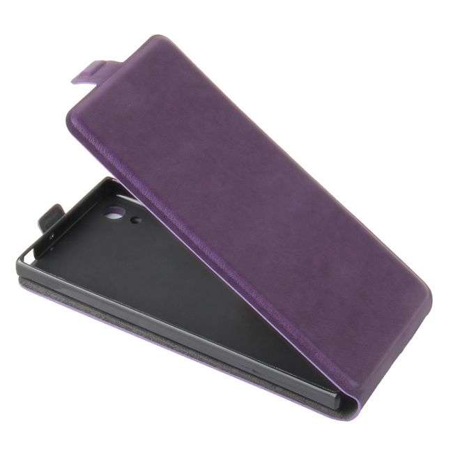 Handyhülle für Sony Xperia XA1 - Crazy Horse Leder Flip Case - vertikal - purpur