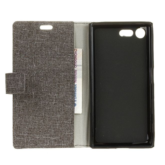 Handyhülle für Sony Xperia XZ Premium - Bookcover - mit Standfunktion - grau