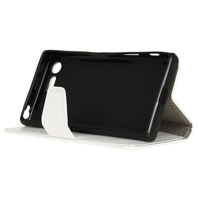 Sony Xperia XZ Premium Handyhülle - Crazy Horse Leder Case - mit Visitenkartenfach - weiss