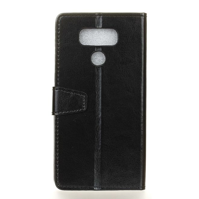 LG G6 Phone Case - Crazy Horse Leather Case - with Stand Function - Black