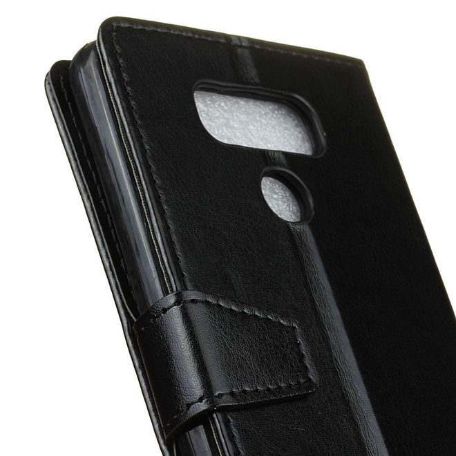 LG G6 Phone Case - Crazy Horse Leather Case - with Stand Function - Black