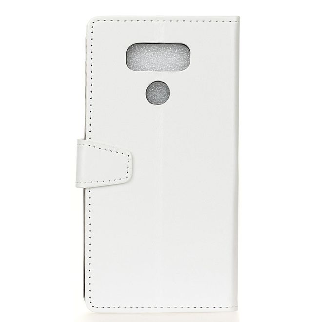 LG G6 Phone Case - Crazy Horse Leather Case - with Stand Function - White