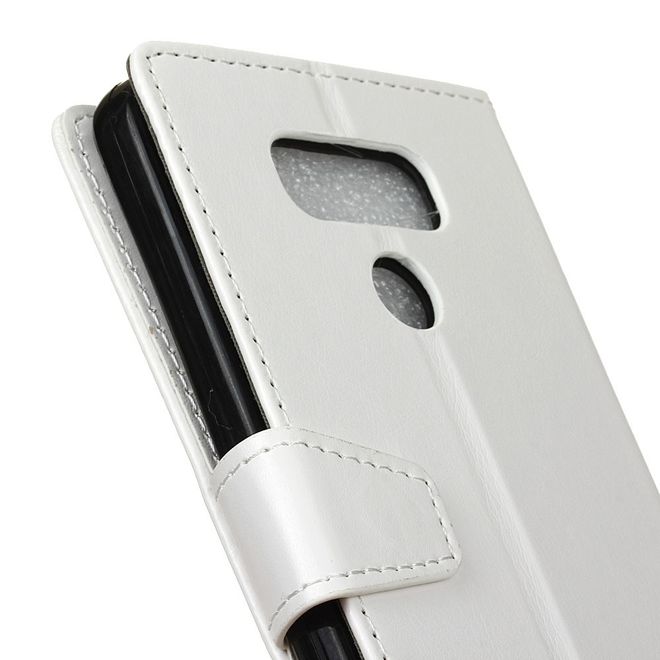 LG G6 Phone Case - Crazy Horse Leather Case - with Stand Function - White