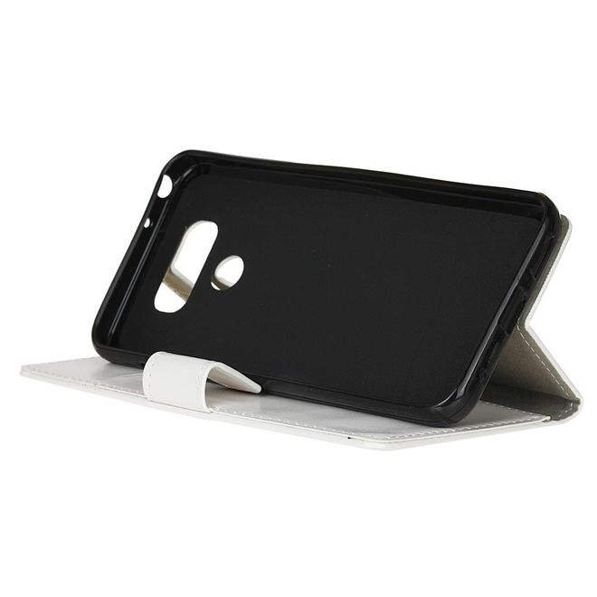 LG G6 Phone Case - Crazy Horse Leather Case - with Stand Function - White