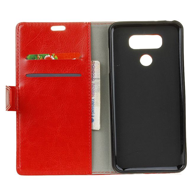 Étui pour LG G6 - Étui en cuir Crazy Horse - Avec fonction support - Rouge