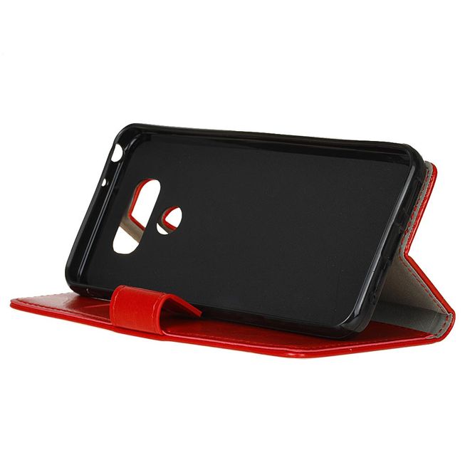 Étui pour LG G6 - Étui en cuir Crazy Horse - Avec fonction support - Rouge