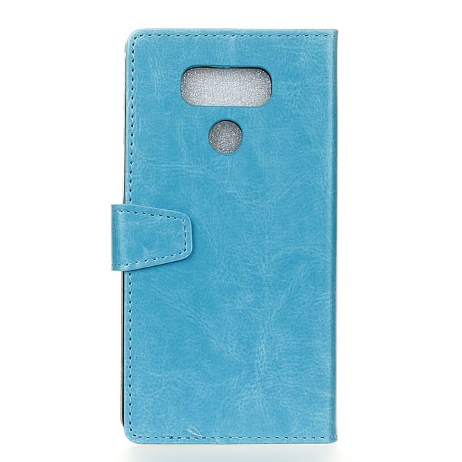 LG G6 Phone Case - Crazy Horse Leather Case - with Stand Function - Blue