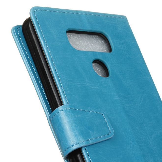 LG G6 Phone Case - Crazy Horse Leather Case - with Stand Function - Blue