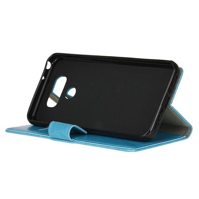 LG G6 Phone Case - Crazy Horse Leather Case - with Stand Function - Blue