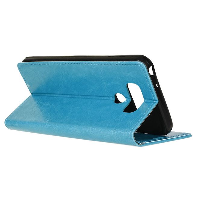 LG G6 Phone Case - Crazy Horse Leather Case - with Stand Function - Blue