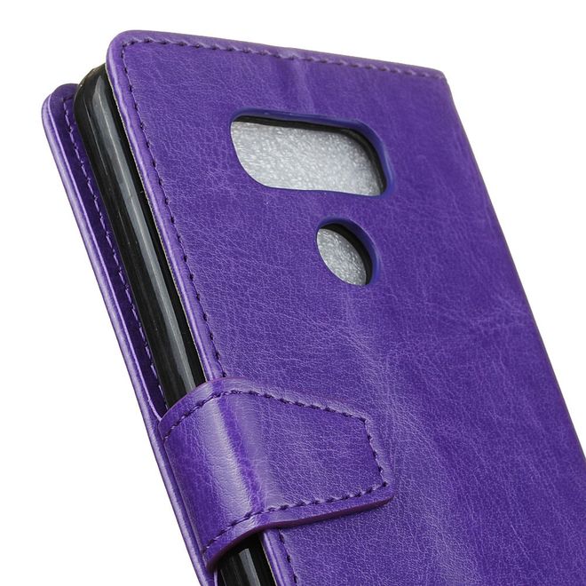 LG G6 Phone Case - Crazy Horse Leather Case - with Stand Function - Purple