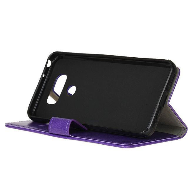 LG G6 Phone Case - Crazy Horse Leather Case - with Stand Function - Purple