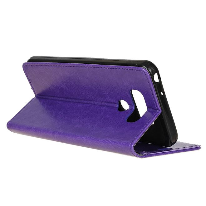 LG G6 Phone Case - Crazy Horse Leather Case - with Stand Function - Purple
