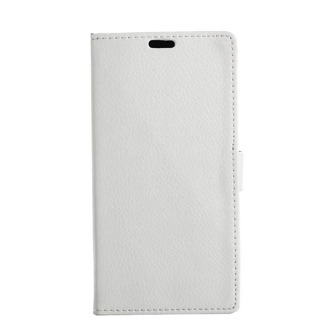 LG G6 Phone Case - Leather Cover - with Litchi Texture and Stand Function - White