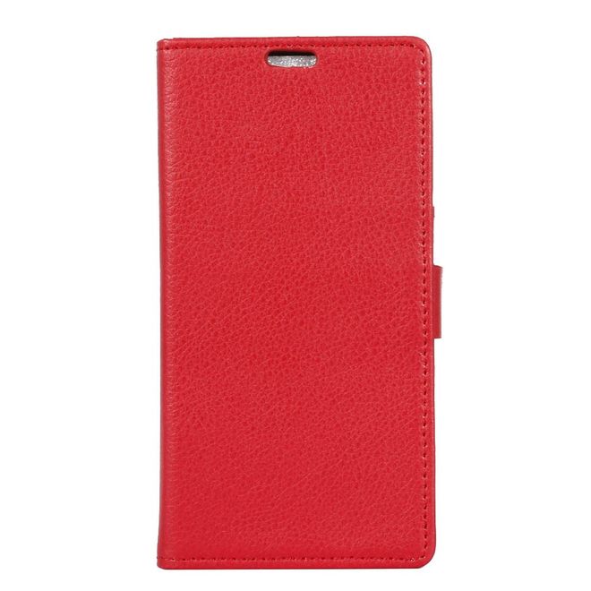 LG G6 Phone Case - Leather Cover - with Litchi Texture and Stand Function - Red