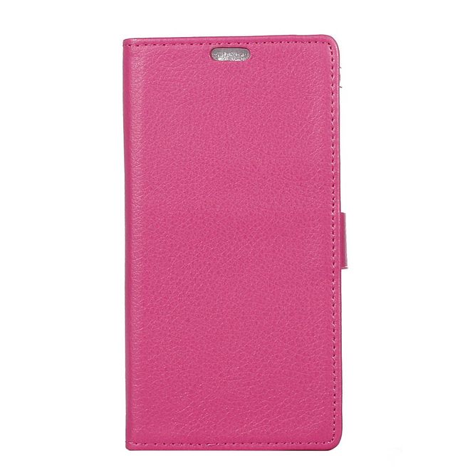 LG G6 Phone Case - Leather Cover - with Litchi Texture and Stand Function - Pink