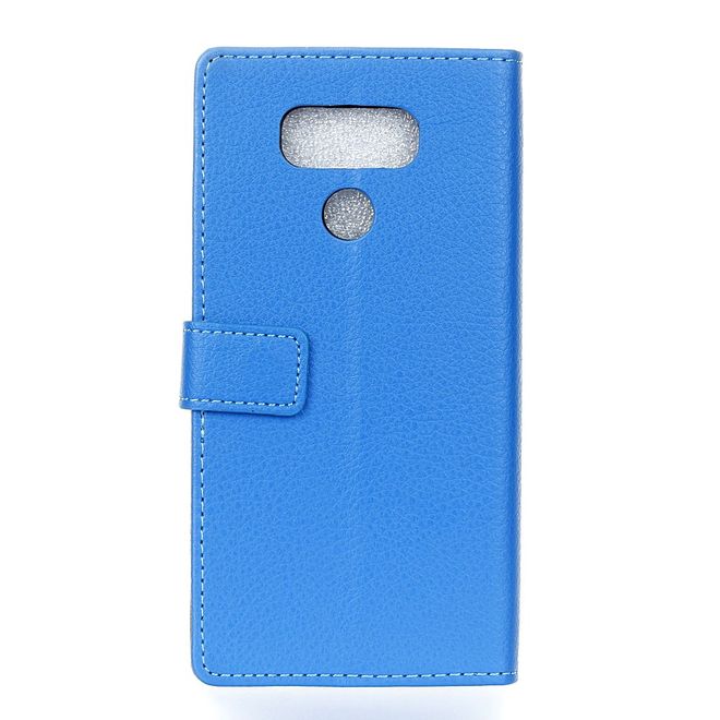 LG G6 Handycase - Hülle aus Leder - mit Litchitextur und Standfunktion - blau