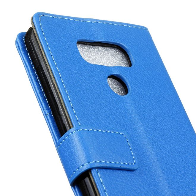 LG G6 Handycase - Hülle aus Leder - mit Litchitextur und Standfunktion - blau