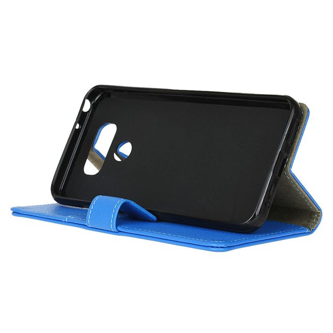 LG G6 Handycase - Hülle aus Leder - mit Litchitextur und Standfunktion - blau