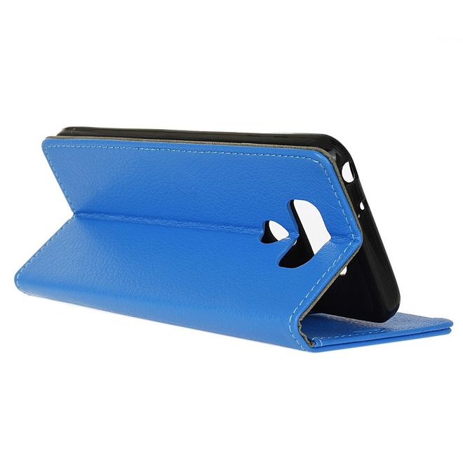 LG G6 Handycase - Hülle aus Leder - mit Litchitextur und Standfunktion - blau