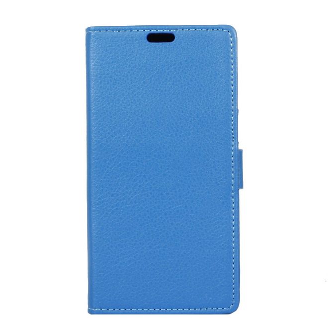 LG G6 Handycase - Hülle aus Leder - mit Litchitextur und Standfunktion - blau