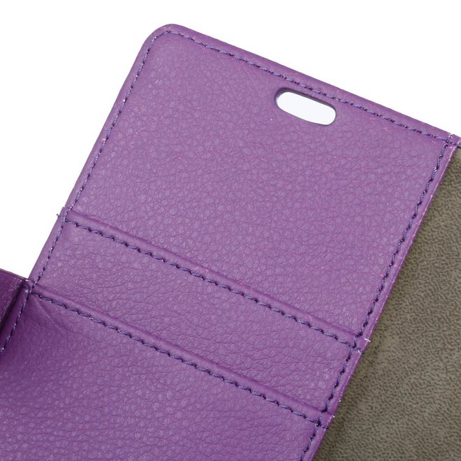LG G6 Phone Case - Leather Cover - with Litchi Texture and Stand Function - Purple