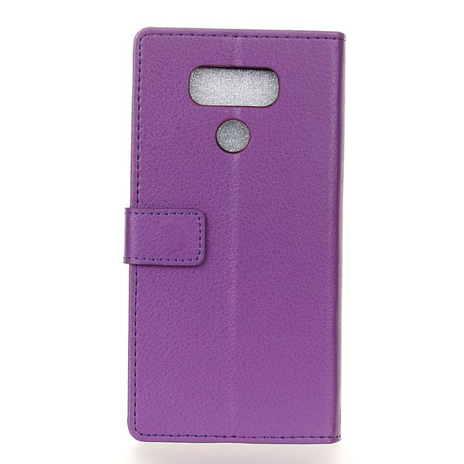 LG G6 Phone Case - Leather Cover - with Litchi Texture and Stand Function - Purple
