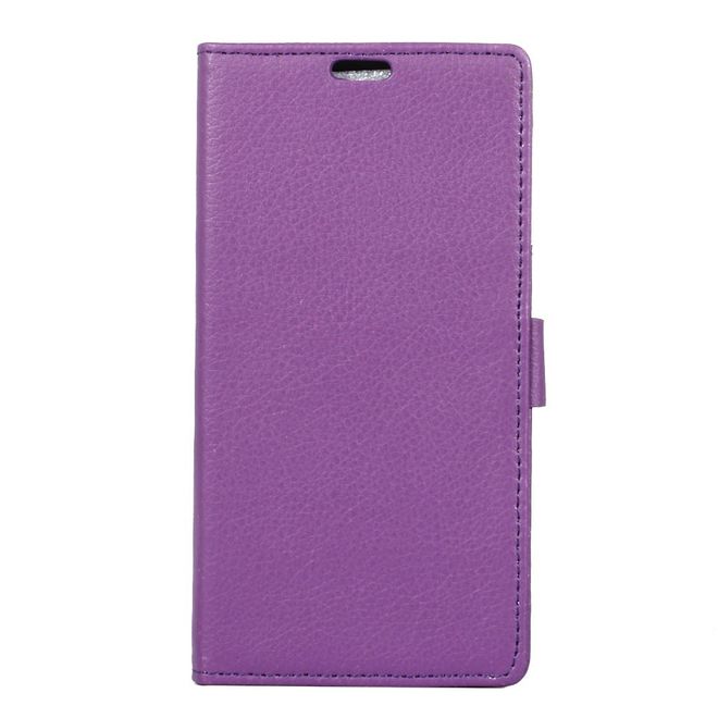 LG G6 Phone Case - Leather Cover - with Litchi Texture and Stand Function - Purple