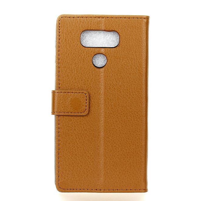 LG G6 Handycase - Hülle aus Leder - mit Litchitextur und Standfunktion - braun