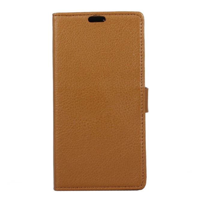 LG G6 Handycase - Hülle aus Leder - mit Litchitextur und Standfunktion - braun