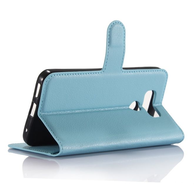 Handyhülle für LG G6 - Case aus Leder - mit Litchitextur und Visitenkartenfach - hellblau