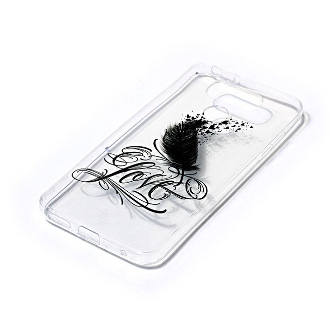 LG G6 Hülle - TPU Softcase - Feder und Love Schriftzug
