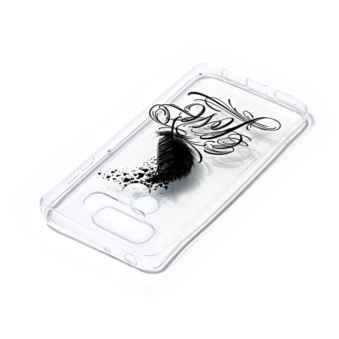 LG G6 Hülle - TPU Softcase - Feder und Love Schriftzug