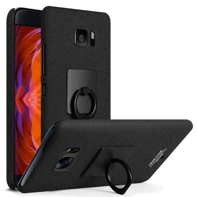 Imak - HTC U Ultra Handyhülle - Case aus Hartplastik - mit Ring und Kickstand - schwarz