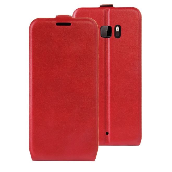 HTC U Ultra Hülle - Crazy Horse Leder Flip Case - vertikal - rot