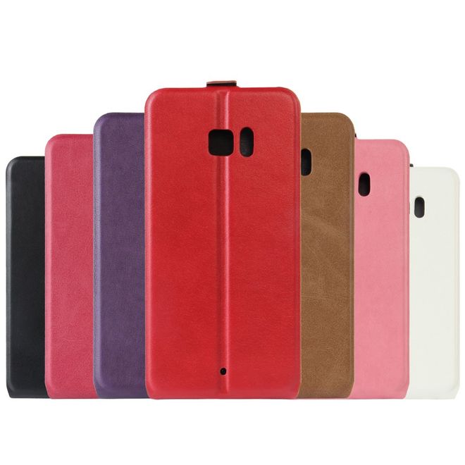 HTC U Ultra Hülle - Crazy Horse Leder Flip Case - vertikal - rot