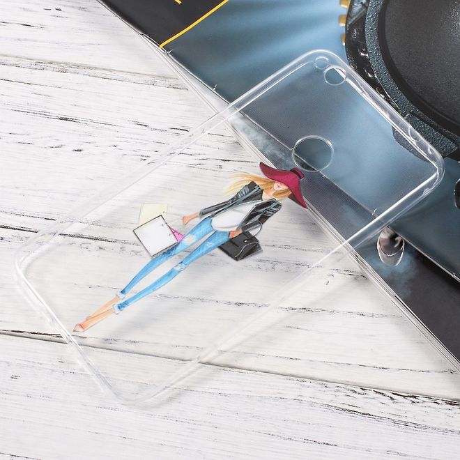 Huawei P8 Lite (2017) Handycase - Ultradünne TPU Softcase - Modische Frau mit Tasche