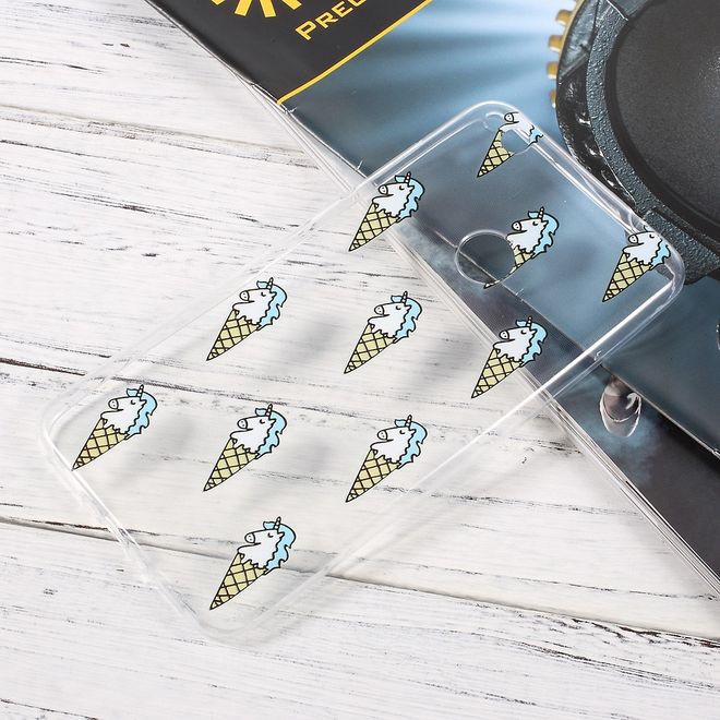 Huawei P8 Lite (2017) Handycase - Ultradünne TPU Softcase - Einhorn Eis