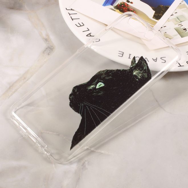 Huawei P10 Handycase - Ultradünne TPU Softcase - schwarze Katze