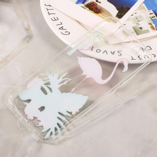 Huawei P10 Handycase - Ultradünne TPU Softcase - Flamingo und Blätter