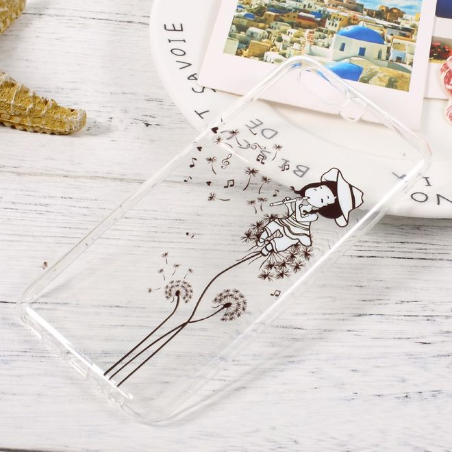 Huawei P10 Handy Hülle - TPU Softcase - Mädchen mit Flöte auf einem Löwenzahn