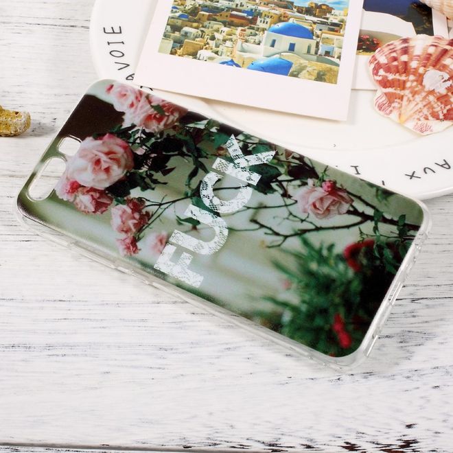 Huawei P10 Handy Hülle - TPU Softcase - Rosen und Schriftzug