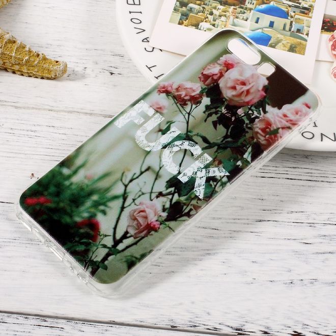 Huawei P10 Handy Hülle - TPU Softcase - Rosen und Schriftzug