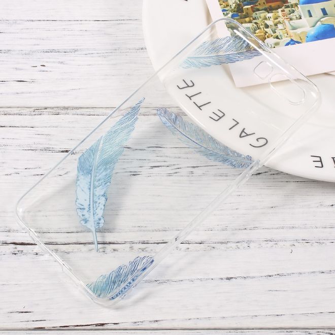 Hülle für Huawei P10 - HandyTPU Softcase - blaue Federn