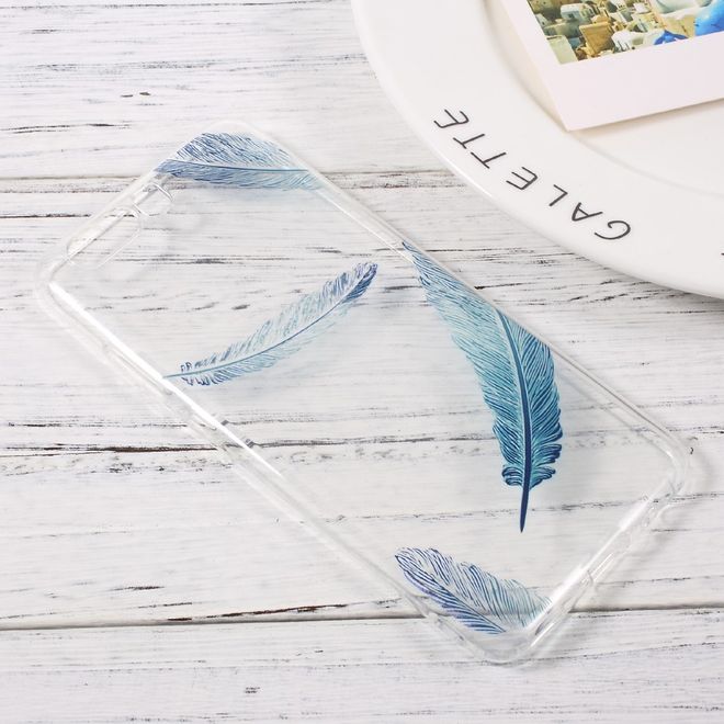 Hülle für Huawei P10 - HandyTPU Softcase - blaue Federn